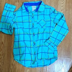 Girls blue plaid flannel shirt